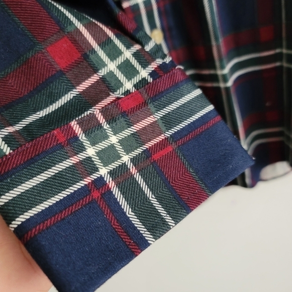 VTG Trader Bay Plaid Long Sleeve Button Up Shirt Men Medium Red Blue - Picture 6 of 7